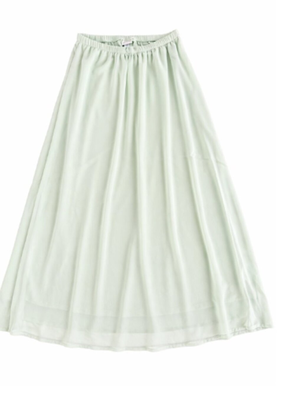 Women's Sheer Maxi A-Line Skirt Size XS Mint Green Elastic Waist Flowy Summer - Picture 2 of 6